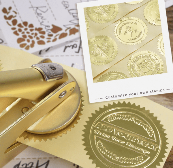 A pair of scissors and some gold foil